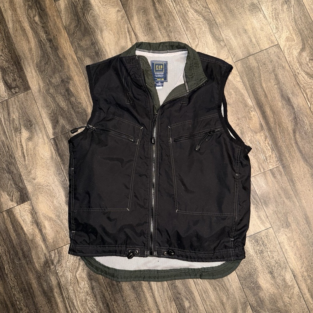 Vintage GAP GXP-45 Utility Vest Full-Zip Sleeveless Men's Size Medium Black